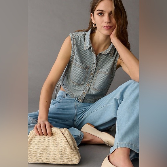 PILCRO Anthropologie Side-Tie Tank Top Striped - Picture 2 of 11